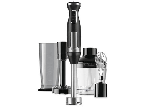 Batidora de mano - Black+Decker BXHBA1500E, 1500W, 20 Velocidades, Cuchillas de acero inoxidable, Negro