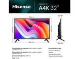 TV LED 32 - Hisense HD Smart TV 32A4K, HD-ready, Quad Core/MT9602, Smart TV, DVB-T2 (H.265), Negro