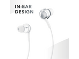 Auriculares - Music Sound IN EAR, De cable, Tipo C, Escucha inmersiva, Detalles metálicos, Blanco