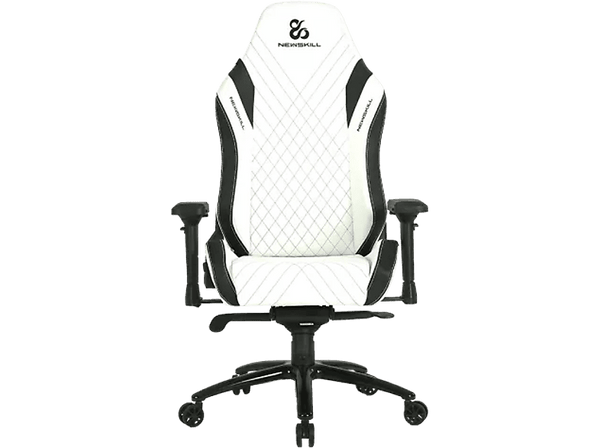 Silla gaming - Newskill Neith, Cojín Lumbar y Cervical, 150 kg, Reposabrazos Acolchados 4D, Piel sintética, Blanco y Negro