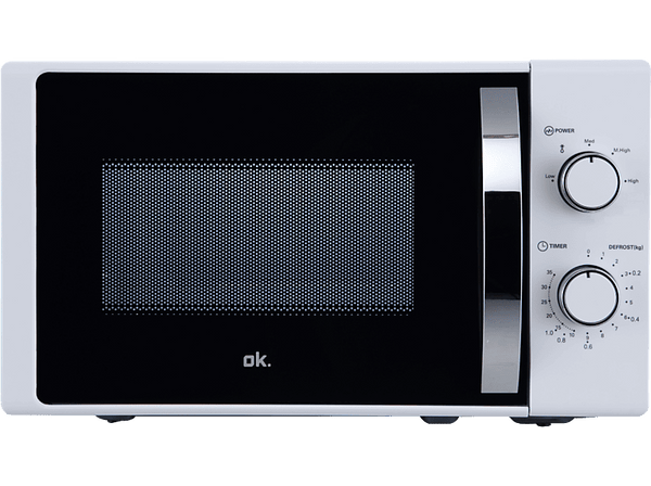 Microondas - OK OMW 2024-3 W, 700 W, 5 Niveles de Potencia, 20 l, Control Mecánico, Blanco