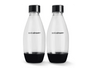 Botella para máquina gasificadora - SodaStream Fuse 0.5L Negro Twin Pack, Compatible con Spirit, Terra, Art, Duo, Enso, Tapón cierre hermético,Sin BPA