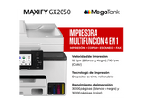 Impresora multifunción - Canon Maxify GX2050, Depósito de tinta rellenable, 15 ppm, Wi-Fi, Ethernet, impresión, copia, escaneo, fax y nube, Blanco