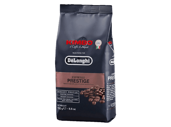Café en grano - De’Longhi Kimbo Prestige, 35% Robusta y 65% Arábica, 250 gramos