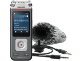 Grabadora de voz - Philips DVT7110, 2147 h, 8GB, USB-C, WAV, MP3, MPEG-1, Negro/Gris