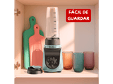 Batidora de vaso - Moulinex Blend Up Essential LM1E04, 800 W, 6 Programas, Botella hermética, 700 ml, Cuchillas Powelix, Compacta, Eucalipto