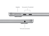 Apple MacBook Air (2024), 13,6 Retina, Chip M3 Apple, CPU de 8 núcleos, GPU de 10 núcleos, 8GB RAM, 2TB de SSD, USB-C 70W, Plata