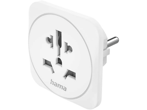 Adaptador enchufe - Hama Universal World, Tipo E, F y 3 pin, Blanco