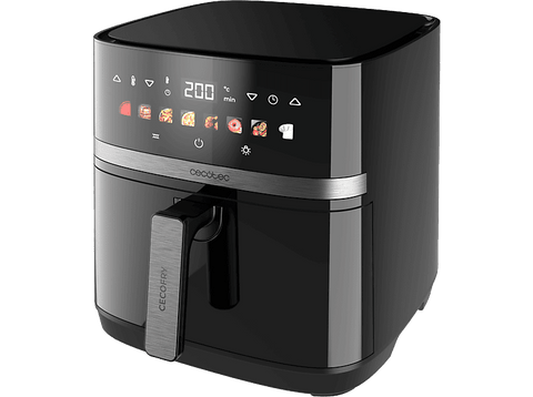 Freidora de aire - Cecotec Cecofry&Grill Duoheat 8000, Doble resistencia, 8 L, 2200 W, 8 menús, Cocción 3D, Parrilla, Ventana, Display táctil, Black