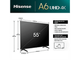 TV LED 55 - Hisense 55A6N, UHD 4K, Smart TV, HDR 10+, Dolby Vision, Control por Voz, Modo Juego, IA, Negro