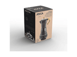 Cafetera tradicional - Jocca 2188N, 0.26 l, Aluminio, 480 W, 6 Tazas, Italiana, Eléctrica, Sin Cables, Negro/Madera