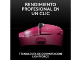 Ratón gaming - Logitech Pro X Superlight 2 DEX, 44.000 ppp, Lightspeed, Interruptores Lightforce, 95h batería, Sensor Hero 2, 60 gramos, Magenta