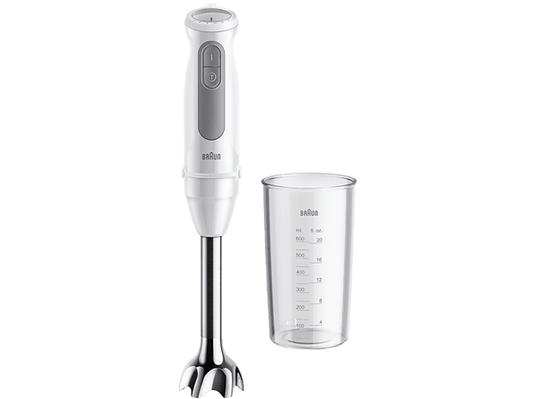 Batidora de mano - Braun MultiQuick 5 MQ50001MWH, 1000 W, 21 Velocidades, Vaso medidor 600 ml, Blanco/Gris