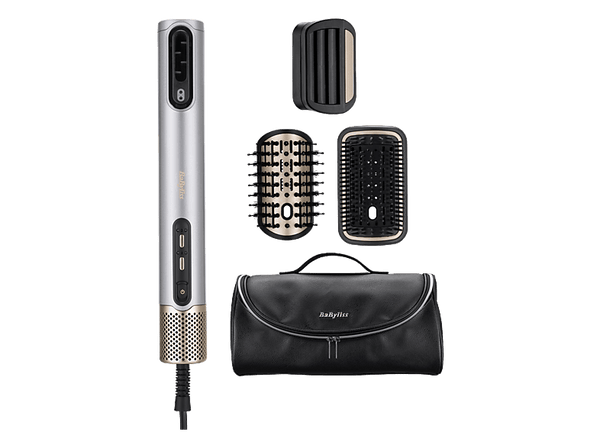 Secador - BaByliss Air Wand AS6555E, 1100W, 4 Niveles de temperatura, 3 Niveles de ventilador, Tecnología Iónica, Plata