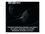 Auriculares gaming - Sony INZONE H9 II, Inalámbricos, Noise Cancelling, Fnatic, Micrófono, IA, 30h, Bluetooth/LE/2,4 GHz, Ligeros, PC, WHG910N, Blanco