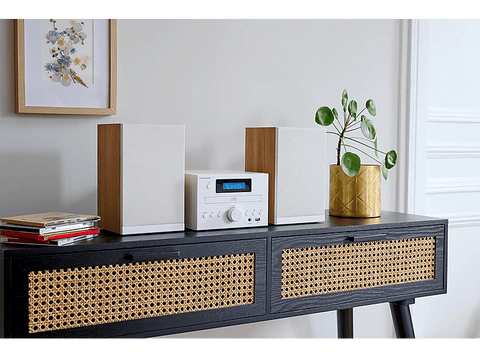 Microcadena - Thomson MIC121BT, 50W, Bluetooth, Ecualizador, Lector de CD, Blanco madera