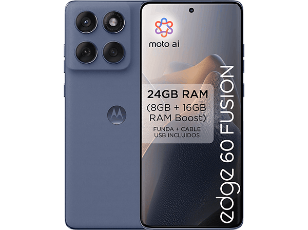 Móvil - motorola edge 60 fusion, Grey, 256 GB, 8 GB RAM, 6.7" pOLED, MediaTek Dimensity 7300, 5200 mAh