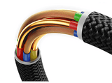 Cable USB a Lightning - Baseus DURA, Lightning a Tipo-C, Carga rápida, Cable trenzado ultrarresistente de 200 cm, Universal, 20W, Dorado y Negro