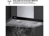 Campana decorativa - LG HCEZ2426S, 3 velocidades, 800 m³/h, 59.8 cm, ThinQ™, Acero inoxidable