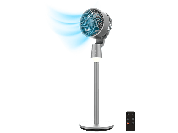 Ventilador de pie - Cecotec EnergySilence 1500 Cyclone Chantal, Circulador de aire, 50 W, Oscilación, Temporizador 12 h, Luz LED, Gris