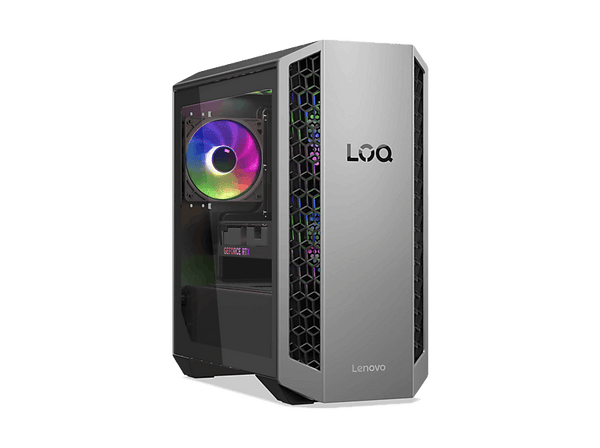 PC gaming - Lenovo LOQ Tower 26ADR10, AMD Ryzen™ 7 8745HX, 32GB RAM, 1TB SSD, GeForce RTX™ 5060, Sin sistema operativo, Gris