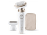 Depiladora - Braun Silk·épil 9 Flex 9-030 3D, En seco y en mojado, Cabezal flexible en 3D, Piel suave duradera, 2 accesorios adicionales, Oro