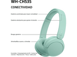 Auriculares inalámbricos - Sony WH-CH535G, Bluetooth 6.0, 55 h batería, Carga rápida, 360 Reality Audio, Conexión multipunto, Diadema, Verde