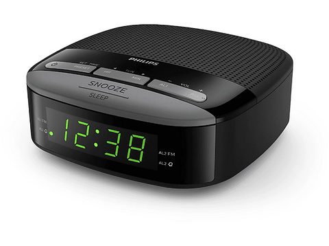 Radio despertador - Philips TAR3305/12, 0.2 W, FM, Pilas, Temporizador, Reloj, Negro