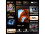 TV Mini LED 85 - Hisense 85U7Q, UHD 4K, Subwoofer integrado, 144 Hz, Hi-View IA Pro, Dolby Vusion IQ & Dolby Atmos,  Negro