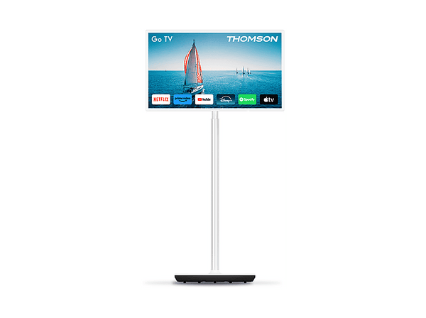 Pantalla - Thomson 32HA4M44/GO, 32", Android TV, 4h Autonomía, Ruedas, Blanco