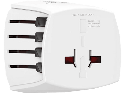 Adaptador enchufe - Hama Muv Micro, Para múltiples destinos, Blanco