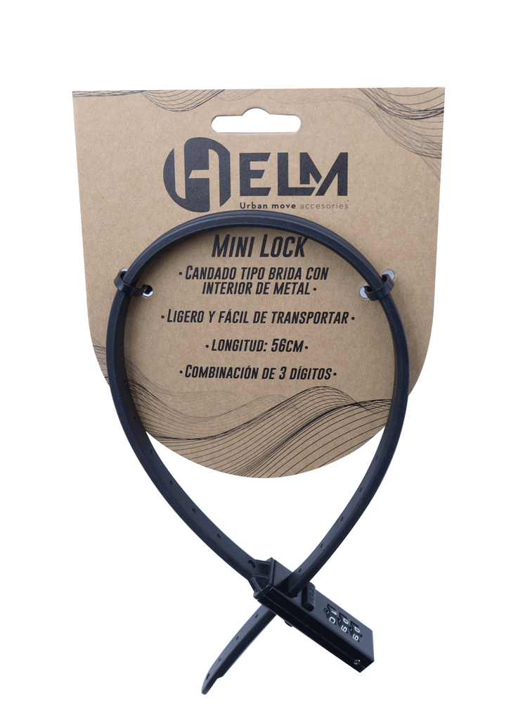 Candado - Beetle Helm Mini, 56 cm, 3 dígitos, Plástico endurecido, Negro