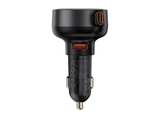 Cargador de móvil para coche - Baseus Enjoyment Pro, Universal, 60W, Con cable retráctil Tipo-C, Carga rápida y simultánea, Negro Cluster