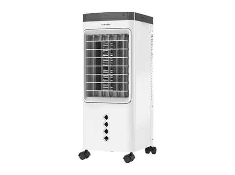 Climatizador evaporativo - Taurus Snowfield 5, 60 W, Enfría, Ventila y humidifica, Depósito de 5 L, 3 velocidades, oscilación, mando, Blanco