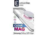 Funda móvil - CellularLine CLEAR MAG, Para Samsung Galaxy S25 Edge, Compatible con MagSafe, Transparente
