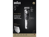 Barbero - Braun Series 9 BT9520, 7 Accesorios para barba, 52 ajustes de longitud, Bloqueo de precisión, Lámina ProBlade, PowerBoost, Wet&Dry, Cromo