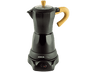Cafetera tradicional - Jocca 2188N, 0.26 l, Aluminio, 480 W, 6 Tazas, Italiana, Eléctrica, Sin Cables, Negro/Madera