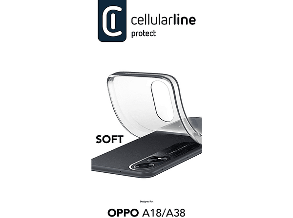 Funda - CellularLine Soft, Para OPPO A18 5G, Goma blanda, Trasera, Transparente