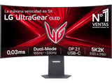 Monitor gaming - LG UltraGear™ 45GX950A-B, 45 5K2K, Dual Mode (165/330Hz), 0.03 ms, OLED, VA curvo 800R, 2x HDMI, HDR10, Morado grisáceo