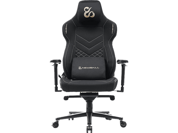 Silla gaming - Newskill Banshee Professional, Reposabrazos 4D, Peso máximo 150 kg, Cojín cervical y lumbar, Reclinable 180º, Negro y dorado