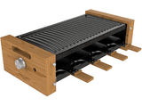 Raclette - Cecotec Cheese&Grill 8200 Wood Black, 1200 W, Placa antiadherente, 8 Sartenes incluidos, Wood Black