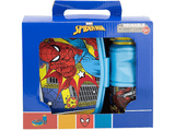 Pack Merchandising - Sherwood Set de fiambrera rectangular y botella sport de Spider-man, 380 ml, Plástico