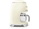 Cafetera de goteo - Smeg DCF02CREU, 50's Style, 1050 W, 10 tazas, 1.4 l, 8 funciones, Filtro permanente, Crema