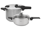 Olla express - Jata HOLL2547, 7L+4L, Acero inoxidable, Diámetro 22 cm, Triple sistema de seguridad, 2 Niveles de Presión