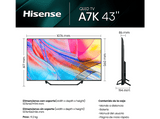 TV QLED 43 - Hisense 43A7KQ, UHD 4K, Quantum Dot Colour, Dolby Vision&Atmos, Modo Juego Plus, Negro