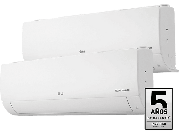 Aire acondicionado Split 2 x 1 - LG 2X1PLUS912, 3526 fg/h, Gold Fin™, ThinQ™ Blanco