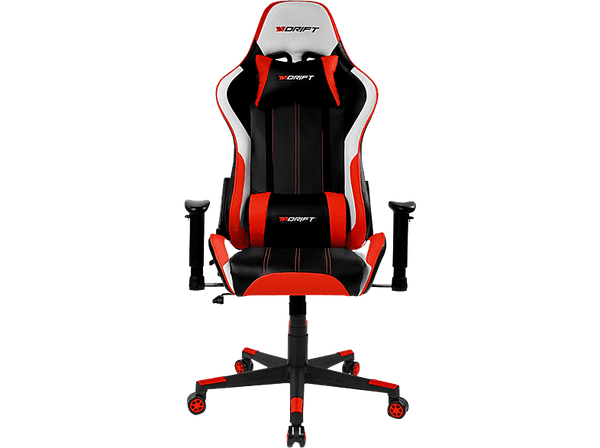 Silla gaming - Drift DR175, 2D (regulable en altura y anchura), Poliuretano, 150kg, Giratorio, Negro y Rojo