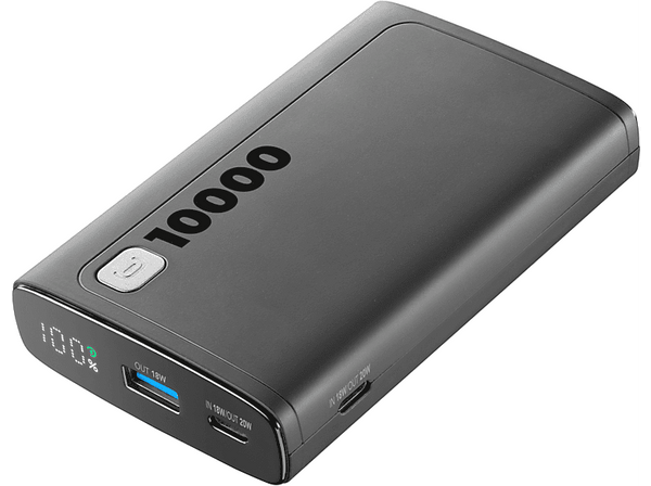 Powerbank - CellularLine PBDISPL01PD10000K, 10000 mAh, USB y Tipo C, Negro