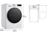 Lavadora secadora - LG F4DR6009A1W, Serie 600, 9 kg / 6 kg, 1400 rpm, 12 programas, AI Direct Drive™,  TurboWash™360˚, Blanco