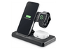 Cargador móvil inalámbrico - CellularLine WIRESTAND3IN1FBK, 3 en 1, Negro